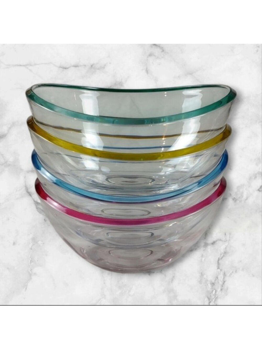 Frontgate 4pc Polycarbonate Ice Cream Bowls Colored Rim